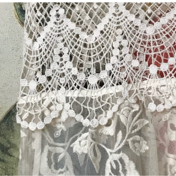 Sundance Lace Embroidered Sheer Mesh Creme/Ivory Tunic - Picture 11 of 11